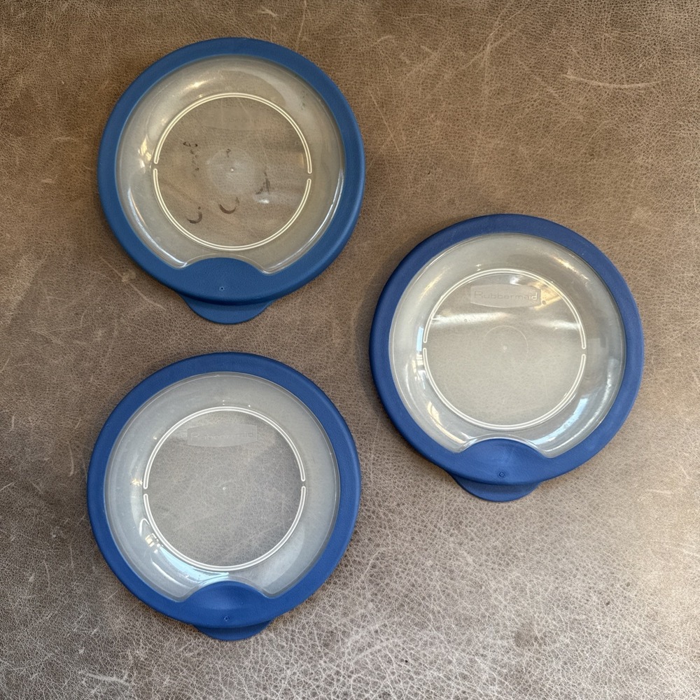 3 Rubbermaid Round Replacement Lids ~ 515B ( Blue )